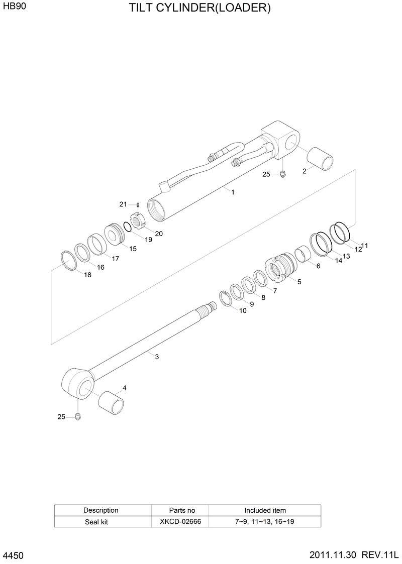 Схема запчастей Hyundai HB90 - TILT CYLINDER (LOADER) 