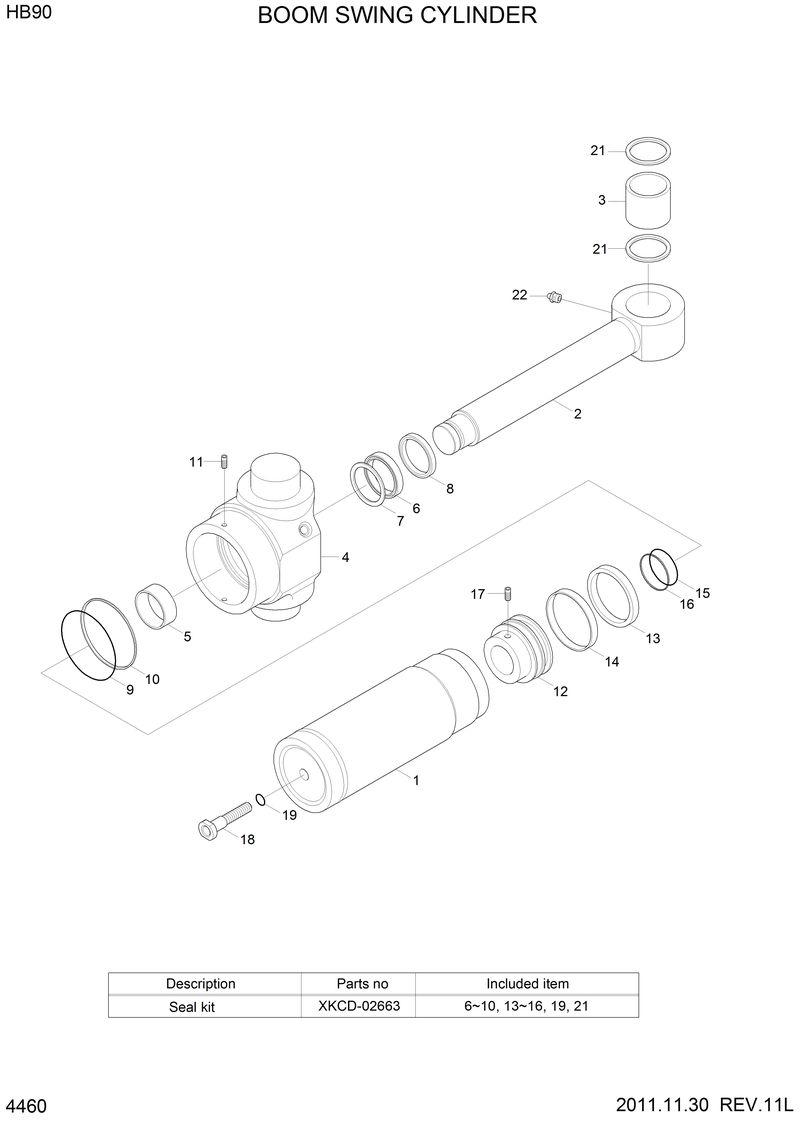 Схема запчастей Hyundai HB90 - BOOM SWING CYLINDER 