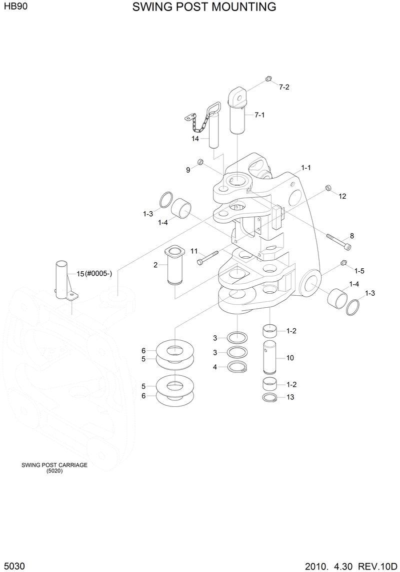 Схема запчастей Hyundai HB90 - SWING POST MOUNTING 
