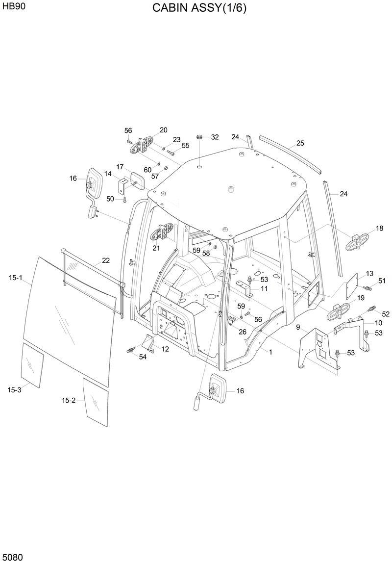 Схема запчастей Hyundai HB90 - CABIN ASSY(1/6) 