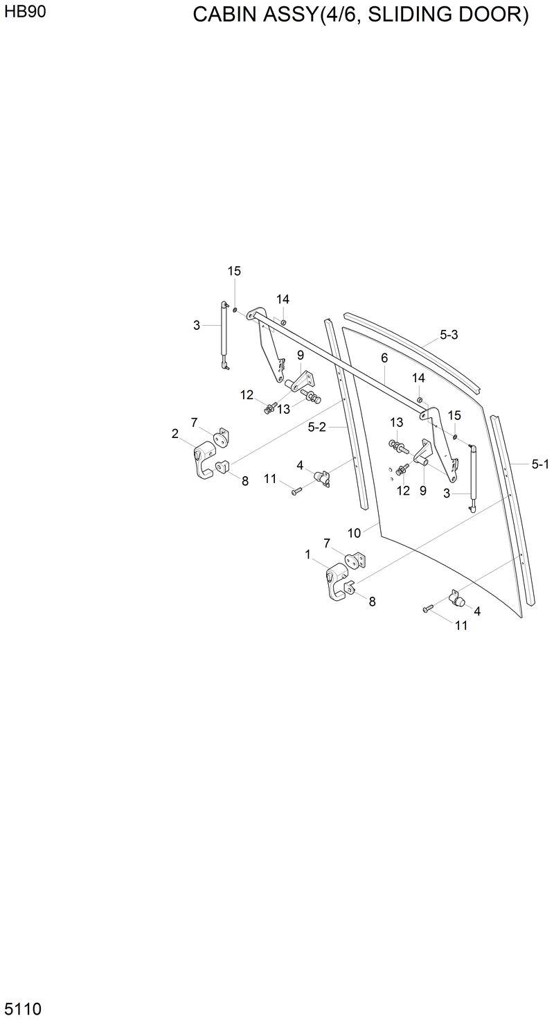 Схема запчастей Hyundai HB90 - CABIN ASSY(4/6, SLIDING DOOR) 