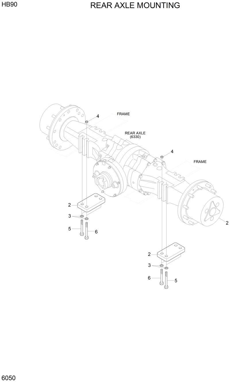 Схема запчастей Hyundai HB90 - REAR AXLE MOUNTI NG 