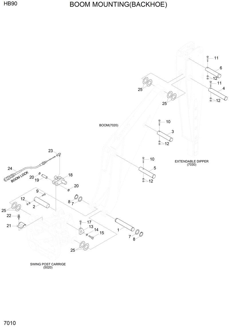Схема запчастей Hyundai HB90 - BOOM MOUNTING(BACKHOE) 