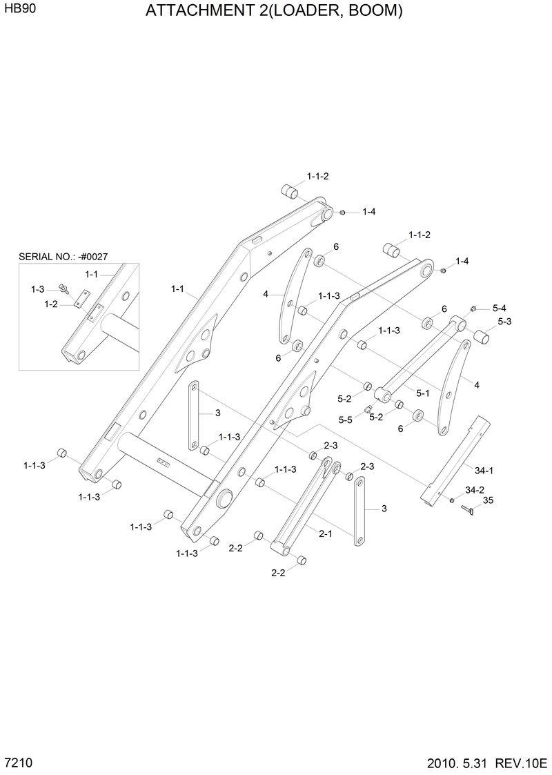 Схема запчастей Hyundai HB90 - ATTACHMENT 2(LOADER, BOOM) 