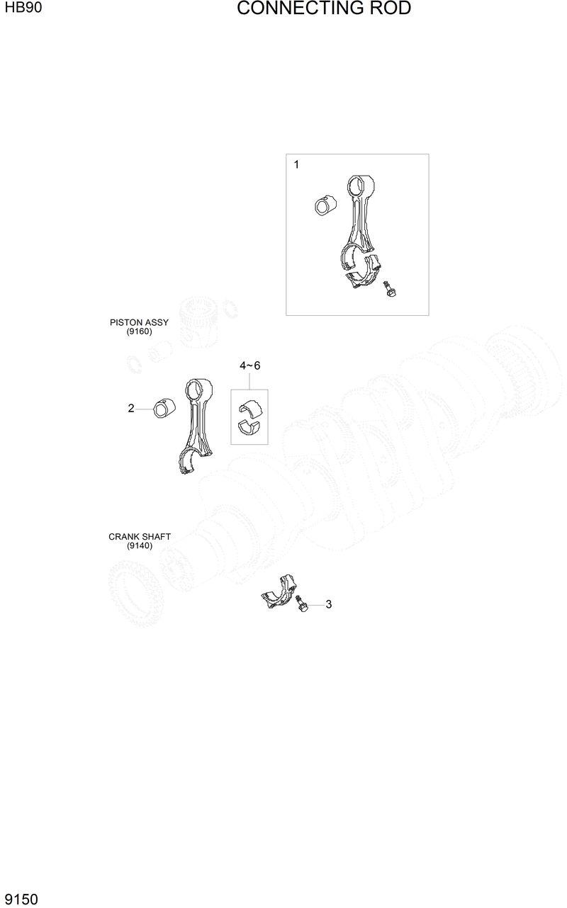 Схема запчастей Hyundai HB90 - CONNECTING ROD 