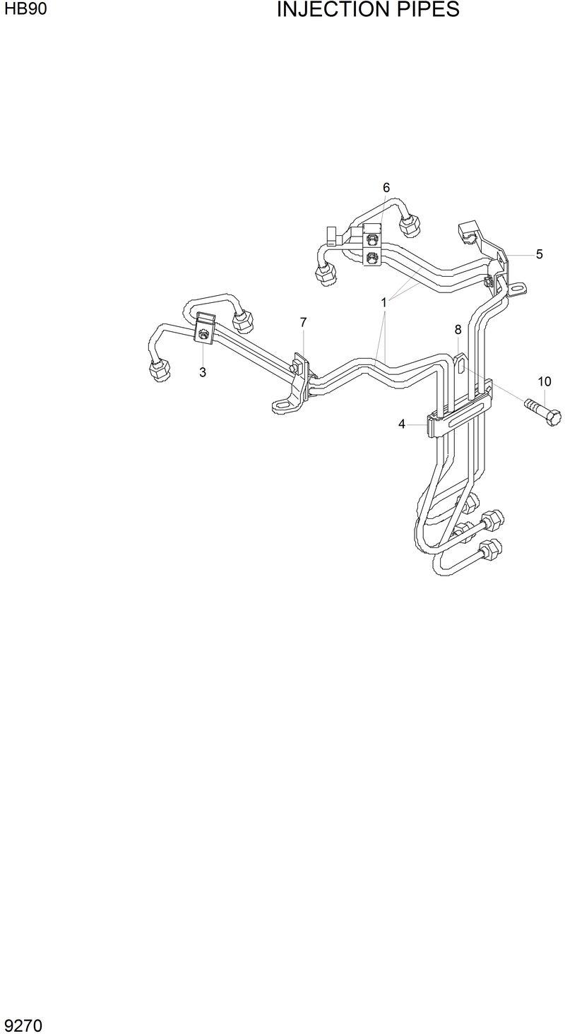 Схема запчастей Hyundai HB90 - INJECTION PIPES 