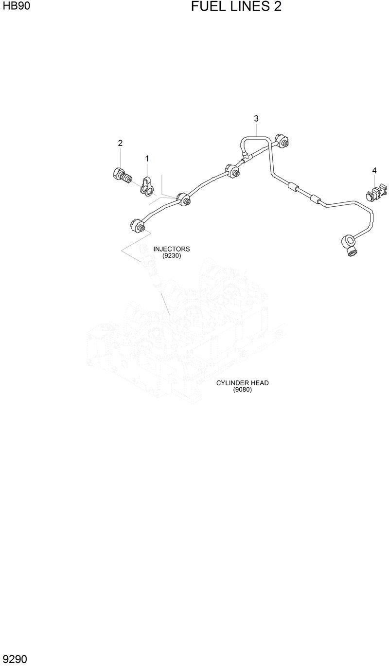 Схема запчастей Hyundai HB90 - FUEL LINES 2 