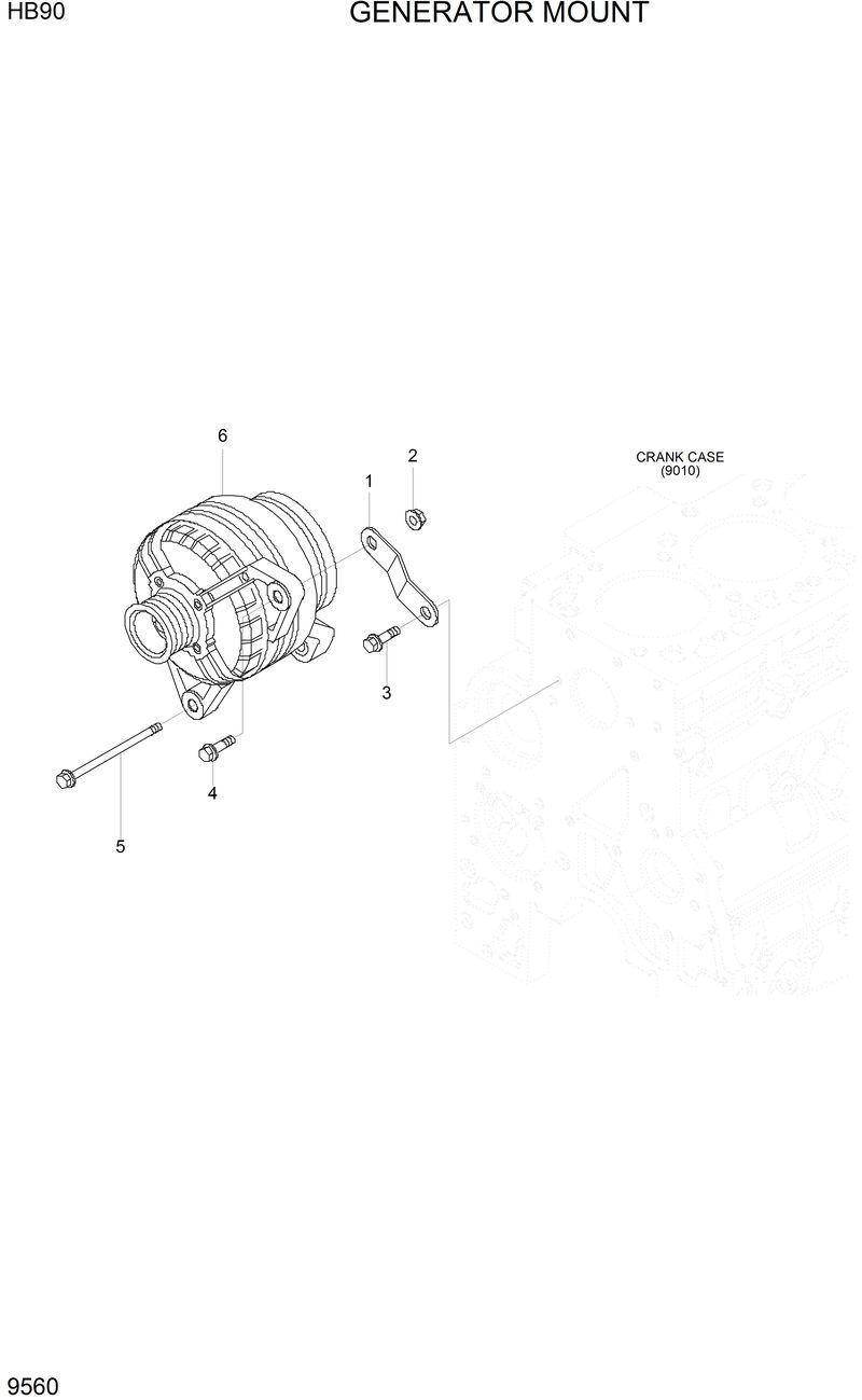 Схема запчастей Hyundai HB90 - GENERATOR MOUNT 