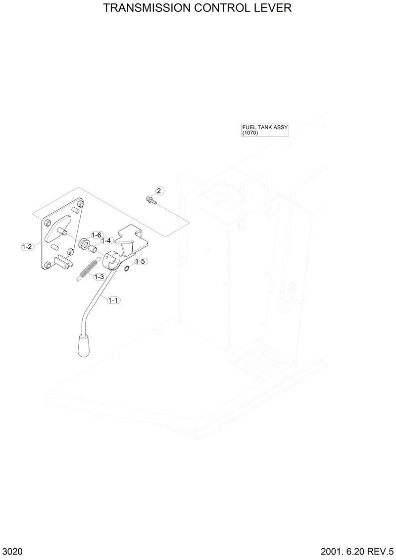 Схема запчастей Hyundai H70 - TRANSMISSION CONTROL LEVER 