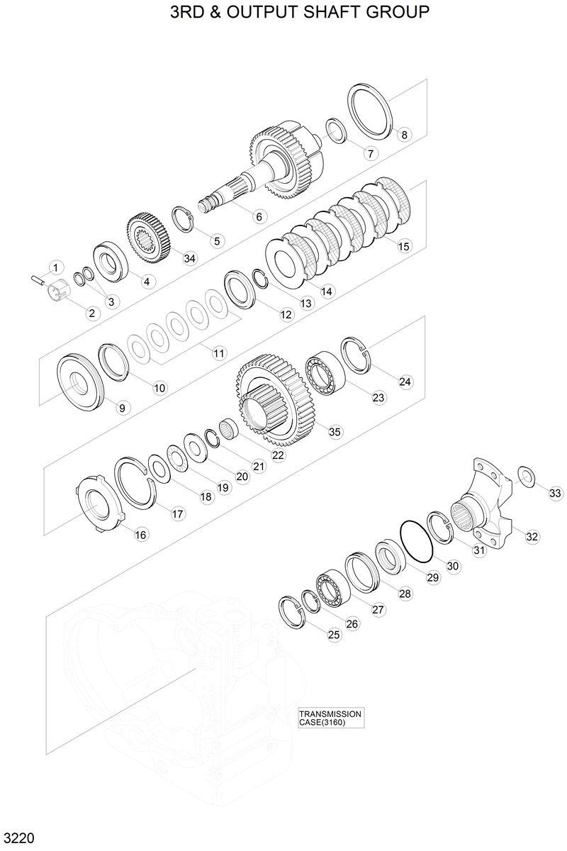 Схема запчастей Hyundai H70 - 3RD &amp; OUTPUT SHAFT GROUP 
