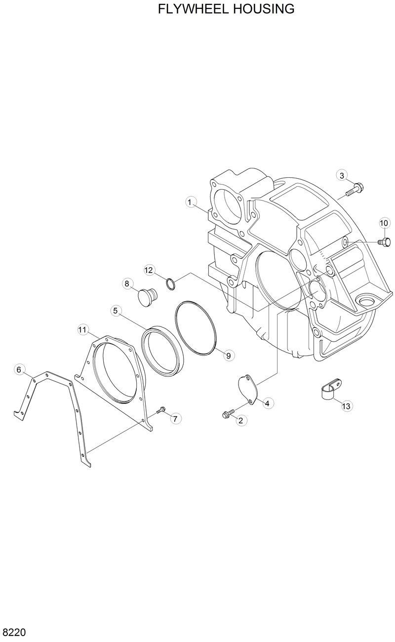 Схема запчастей Hyundai H70 - FLYWHEEL HOUSING 