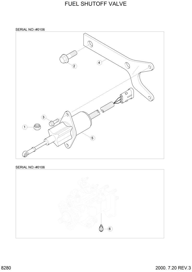Схема запчастей Hyundai H70 - FUEL SHUTOFF VALVE 