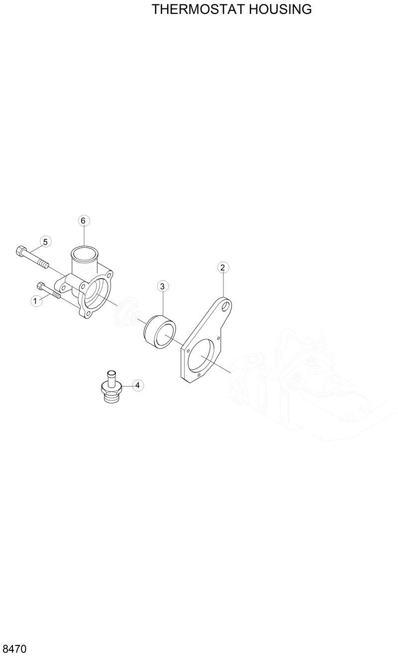 Схема запчастей Hyundai H70 - THERMOSTAT HOUSING 