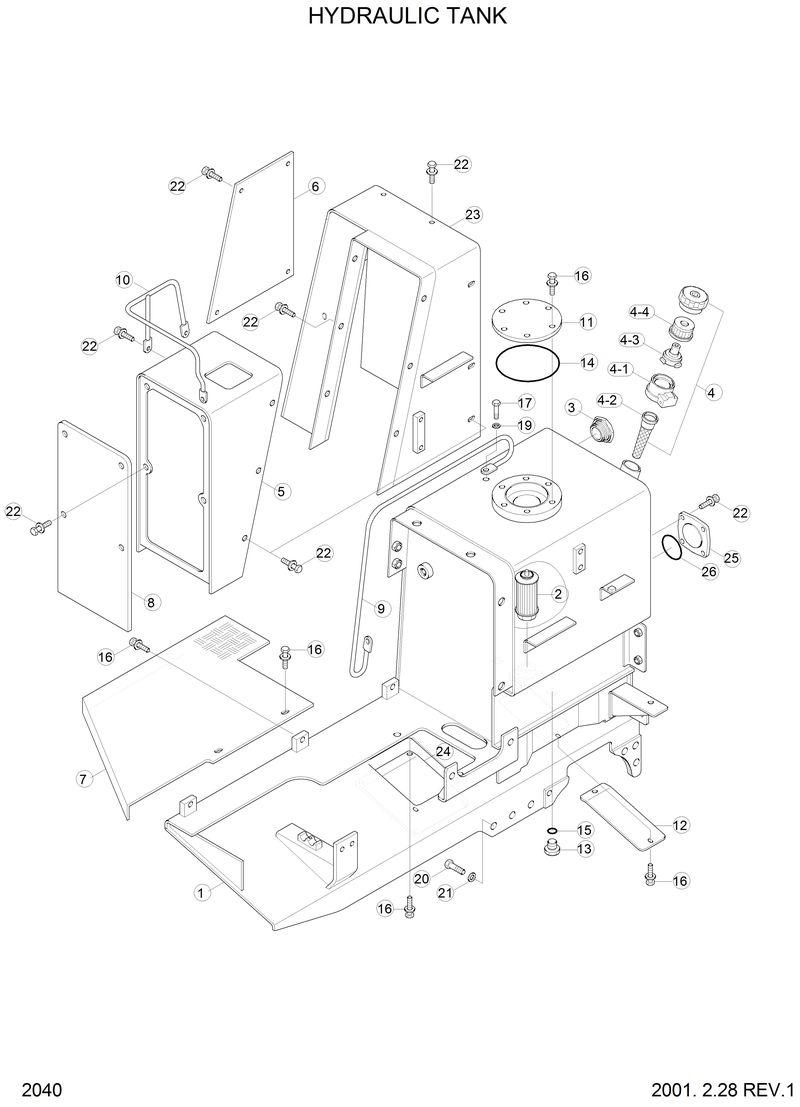 Схема запчастей Hyundai H80 - HYDRAULIC TANK 