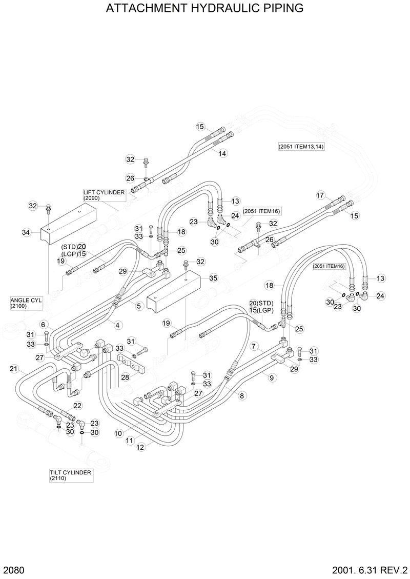 Схема запчастей Hyundai H80 - ATTACHMENT HYDRAULIC PIPING 