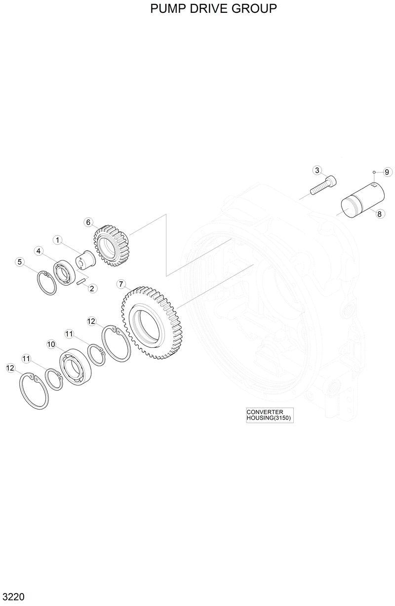 Схема запчастей Hyundai H80 - PUMP DRIVE GROUP 