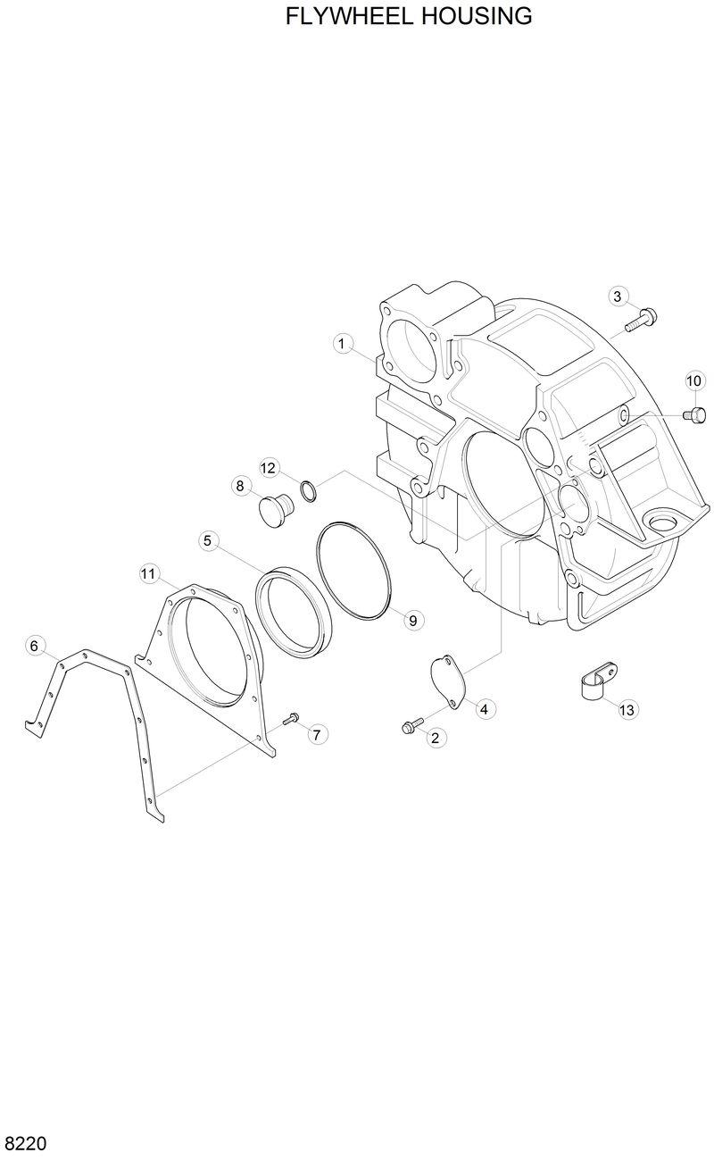 Схема запчастей Hyundai H80 - FLYWHEEL HOUSING 