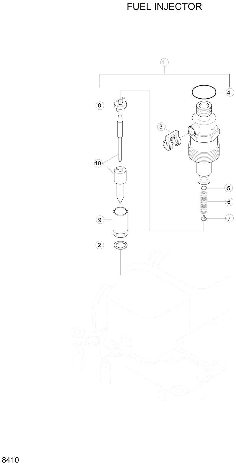 Схема запчастей Hyundai H80 - FUEL INJECTOR 