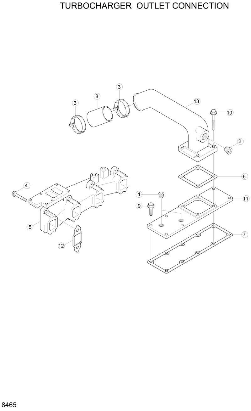 Схема запчастей Hyundai H80 - TURBOCHARGER OUTLET CONNECTION 