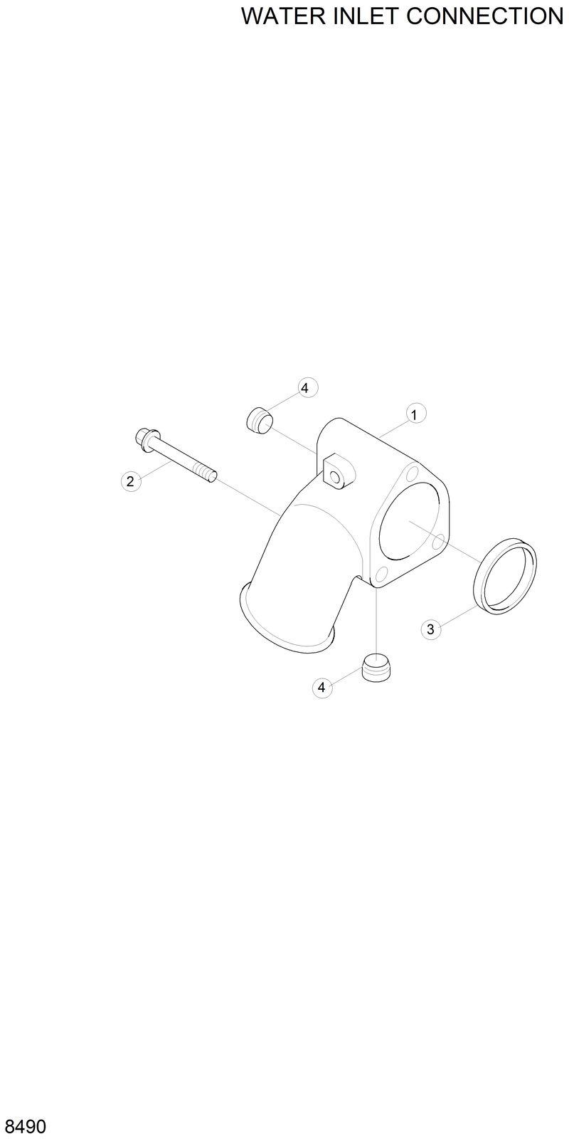Схема запчастей Hyundai H80 - WATER INLET CONNECTION 