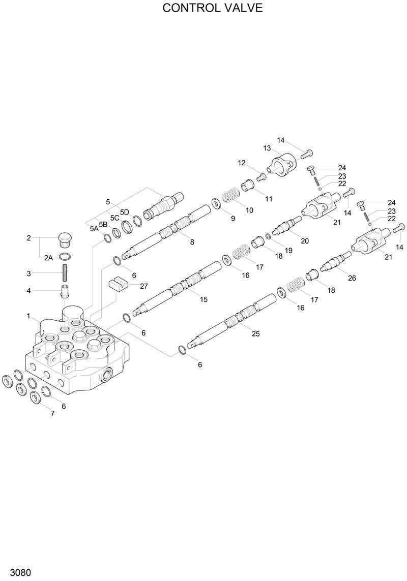 Схема запчастей Hyundai HSL610 - CONTROL VALVE 