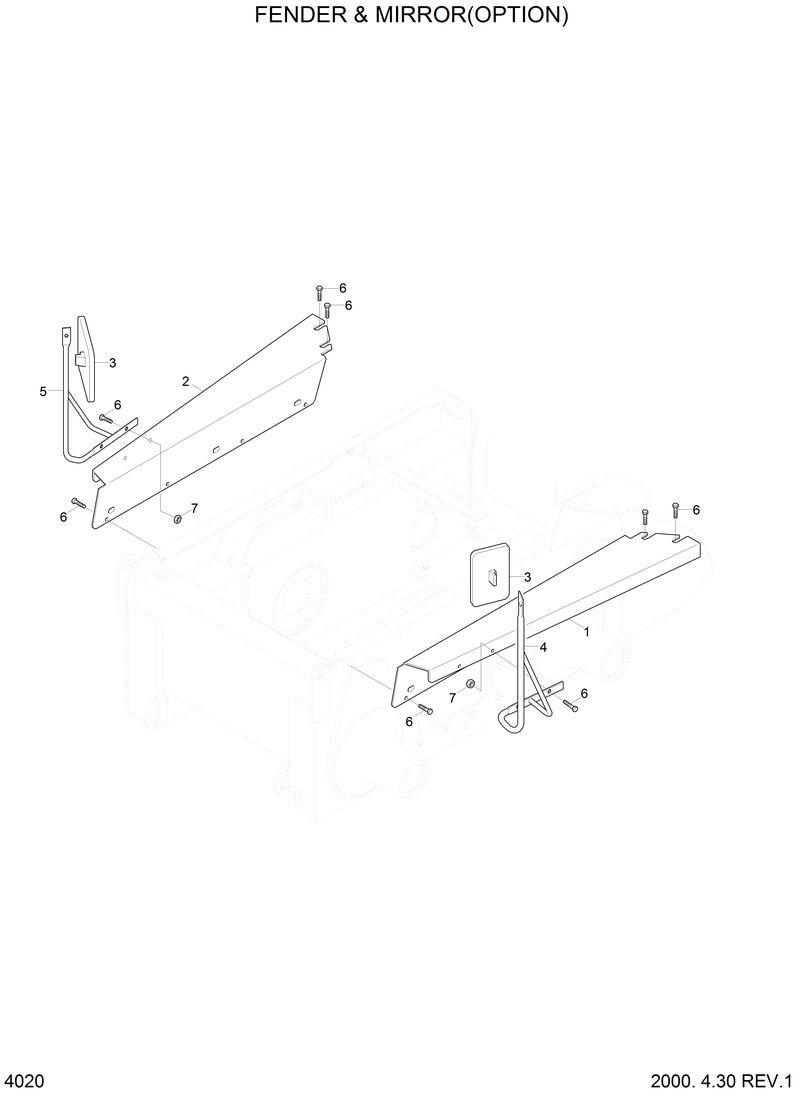 Схема запчастей Hyundai HSL610 - FENDER &amp; MIRROR(OPTION) 