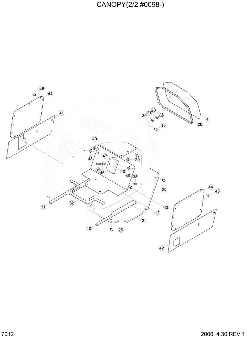Схема запчастей Hyundai HSL610 - CANOPY(2/2, #0098-) 