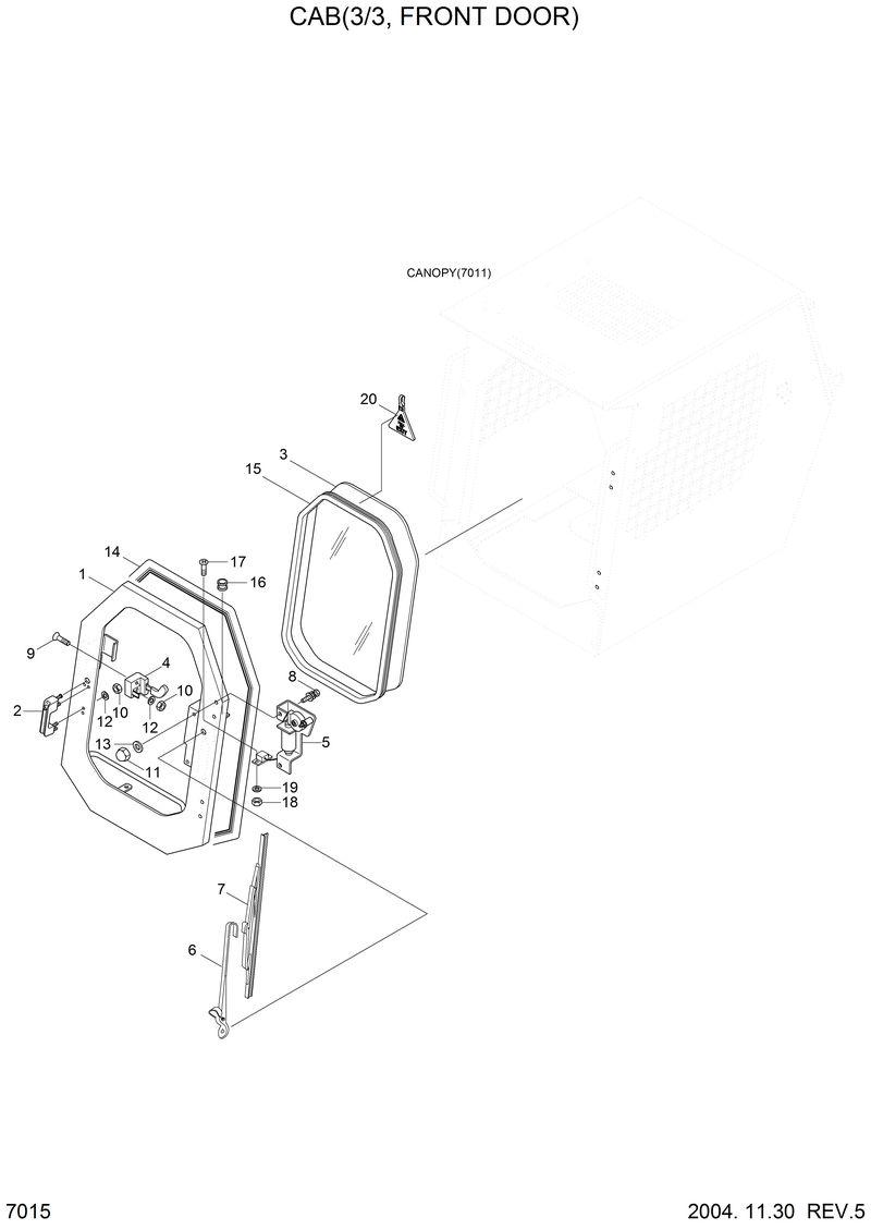 Схема запчастей Hyundai HSL610 - CAB(3/3, FRONT DOOR) 