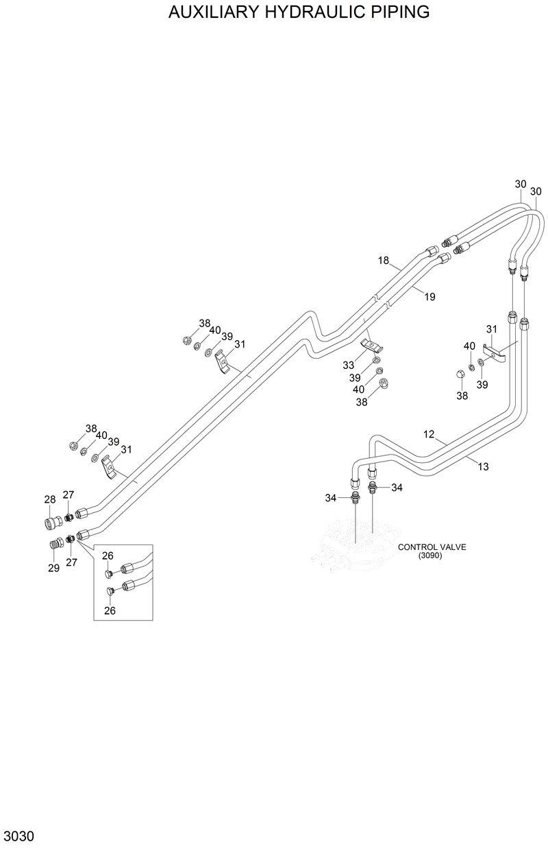 Схема запчастей Hyundai HSL810 - AUXILIARY HYDRAULIC PIPING 
