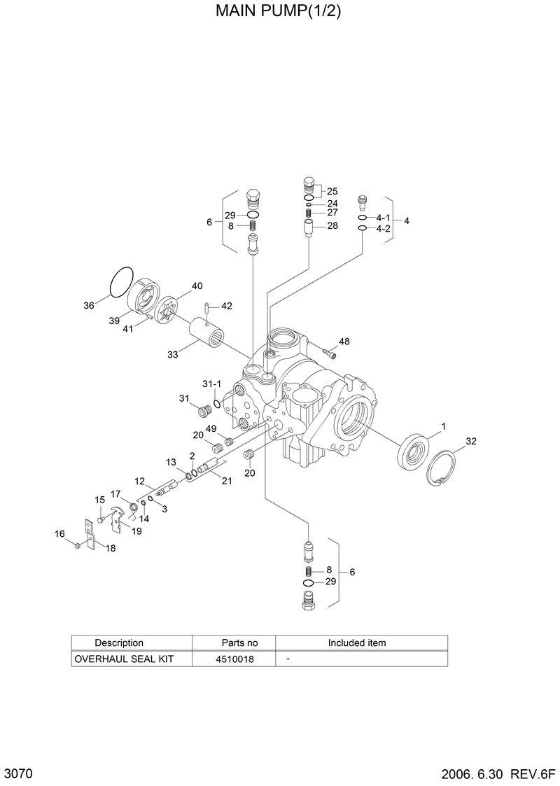 Схема запчастей Hyundai HSL810 - MAIN PUMP(1/2) 