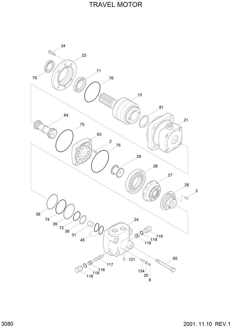 Схема запчастей Hyundai HSL810 - TRAVEL MOTOR 