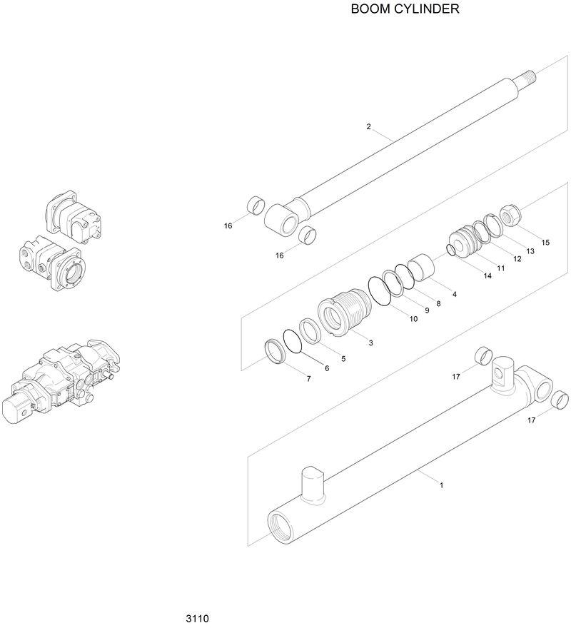 Схема запчастей Hyundai HSL810 - BOOM CYLINDER 