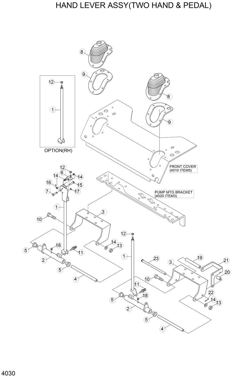 Схема запчастей Hyundai HSL810 - HAND LEVER ASSY(TWO HANDS &amp; PEDAL) 