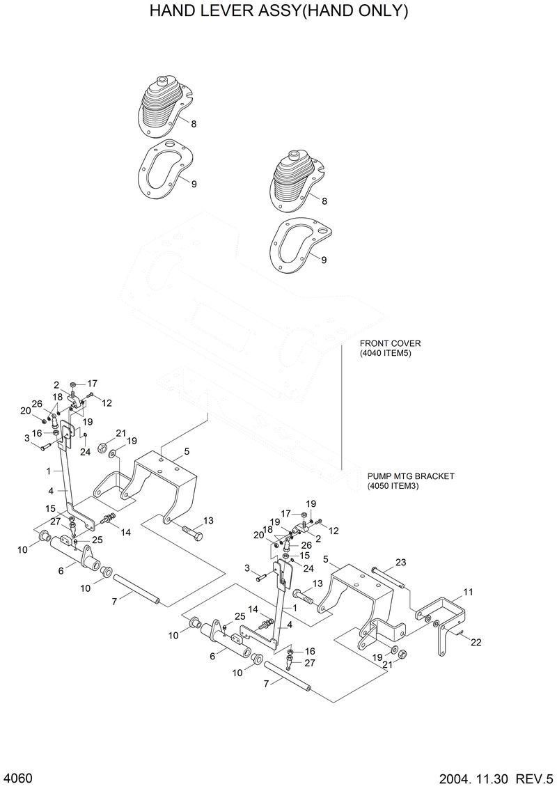 Схема запчастей Hyundai HSL810 - HAND LEVER ASSY(HAND ONLY) 