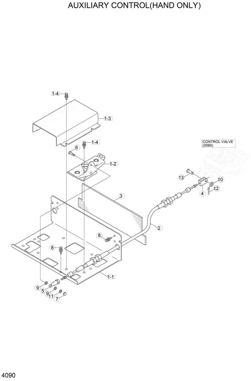 Схема запчастей Hyundai HSL810 - AUXILIARY CONTROL(HAND ONLY) 