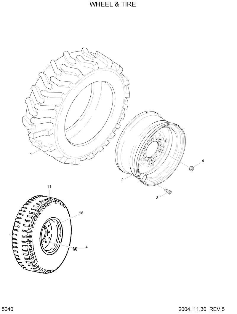 Схема запчастей Hyundai HSL810 - WHEEL &amp; TIRE 