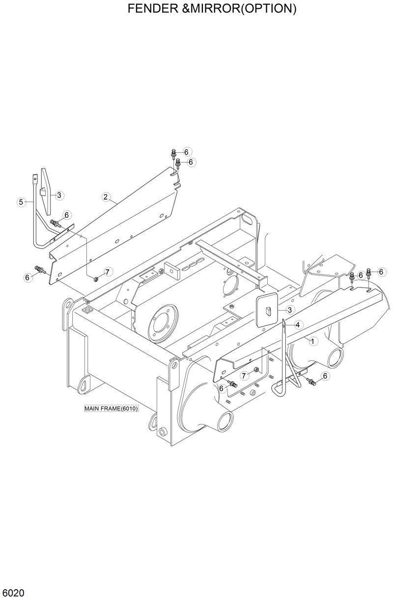 Схема запчастей Hyundai HSL810 - FENDER &amp; MIRROR(OPTION) 