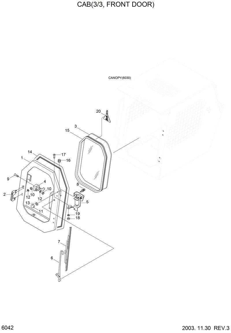 Схема запчастей Hyundai HSL810 - CAB(3/3, FRONT DOOR) 