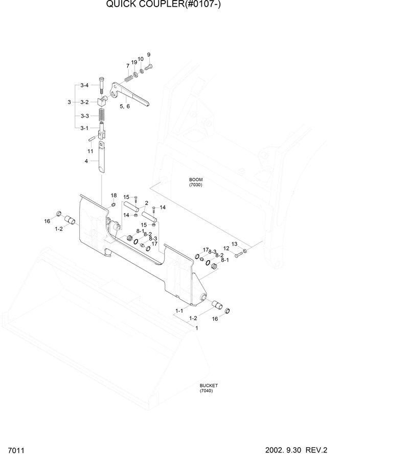 Схема запчастей Hyundai HSL810 - QUICK COUPLER(#0107-) 