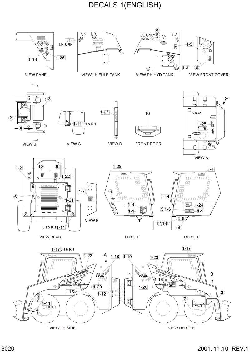 Схема запчастей Hyundai HSL810 - DECALS 1(ENGLISH) 