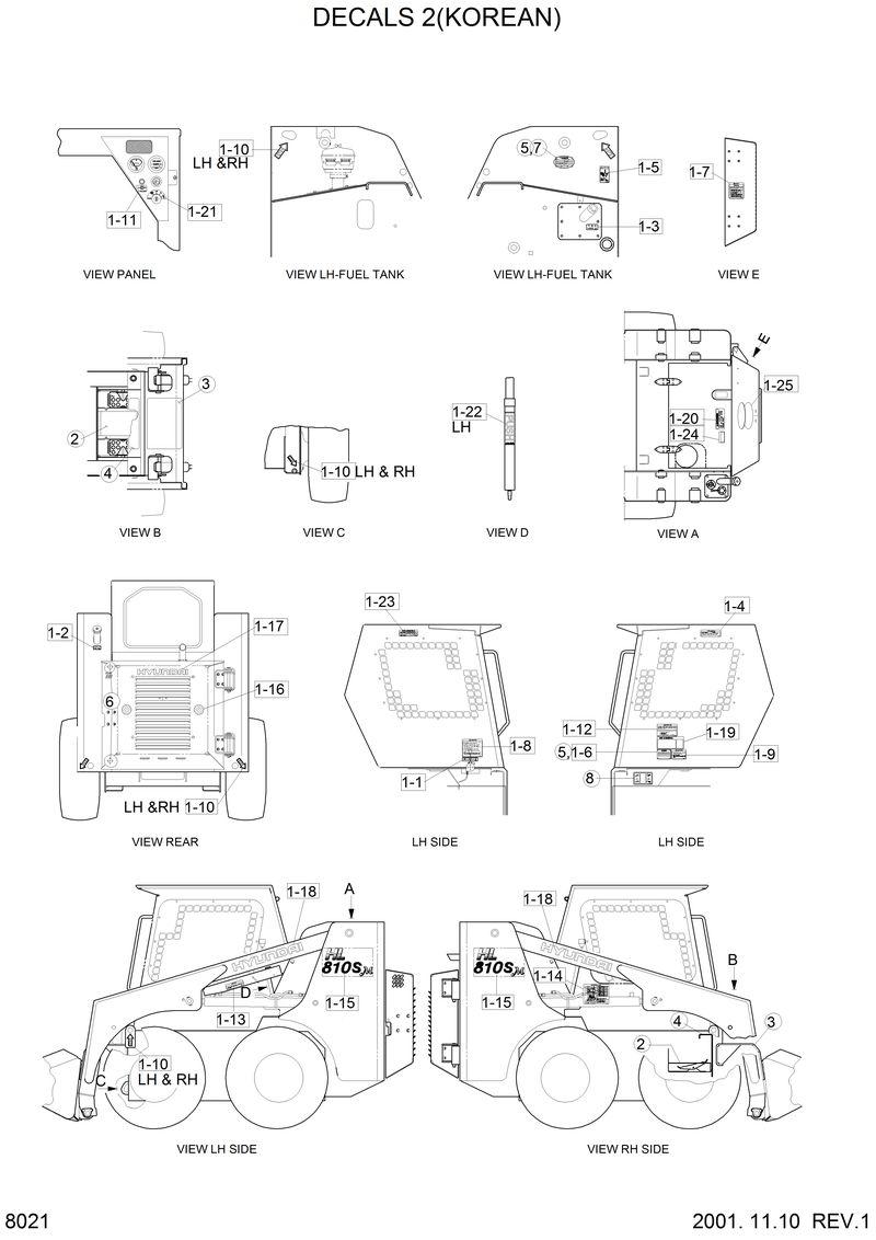 Схема запчастей Hyundai HSL810 - DECALS 2(KOREAN) 