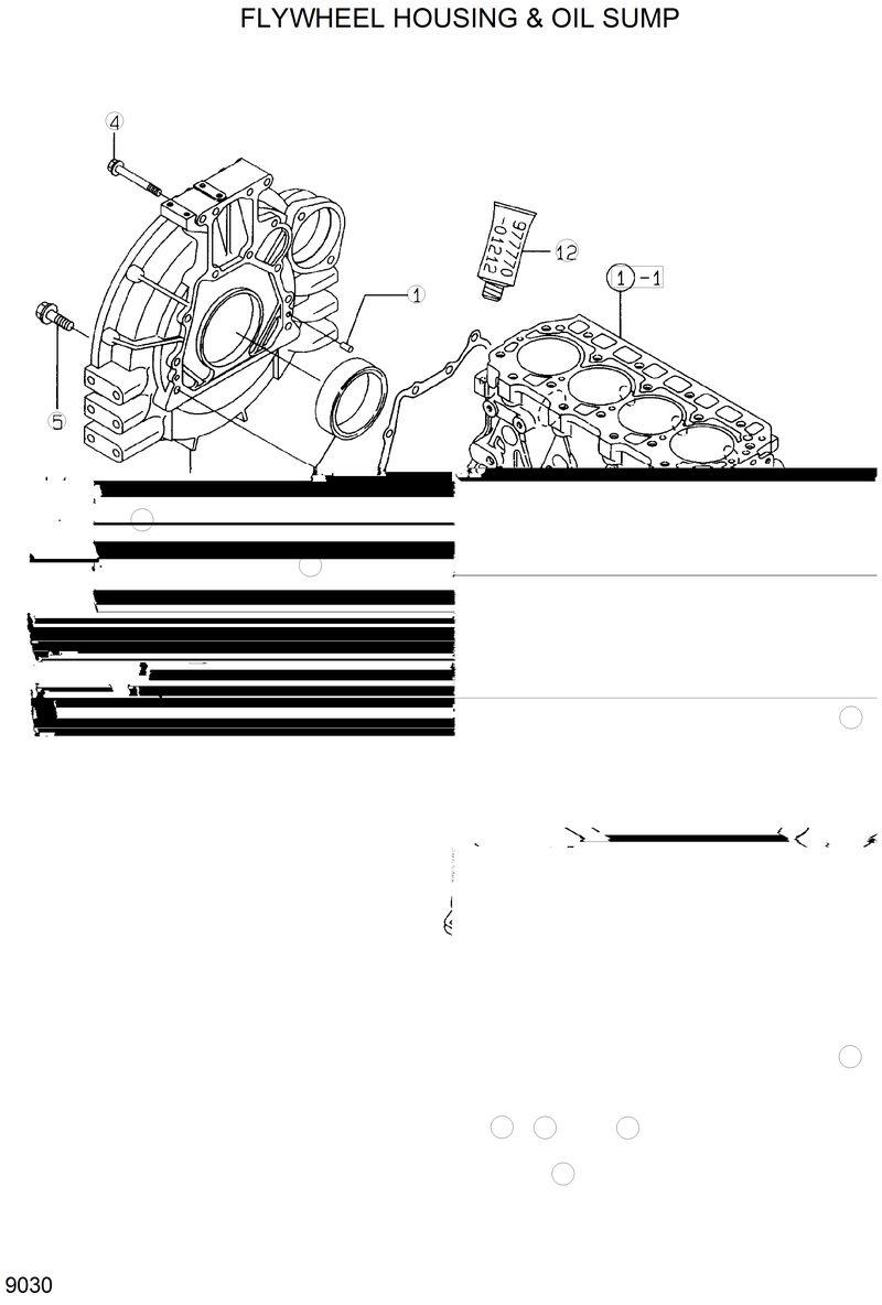Схема запчастей Hyundai HSL810 - FLYWHEEL HOUSING &amp; OIL SUMP 