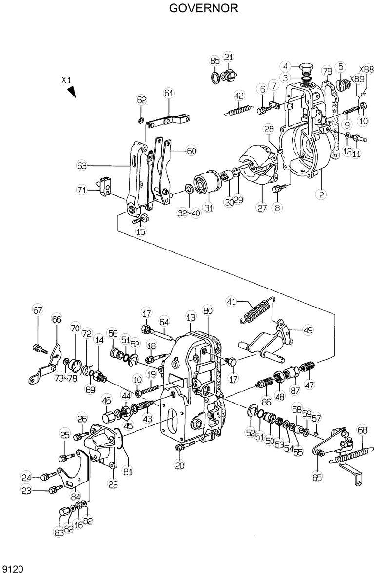 Схема запчастей Hyundai HSL810 - GOVERNOR 