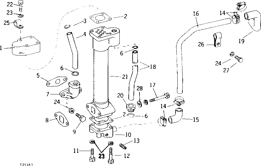 Схема запчастей John Deere 90 - 24 - ENGINE OIL COOLER 10 - ENGINE