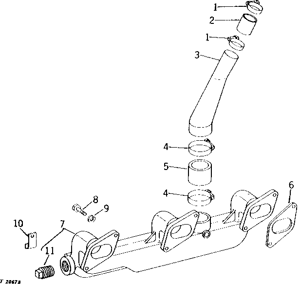 Схема запчастей John Deere 90 - 6 - INTAKE MANIFOLD 15 - INTAKE AND EXHAUST SYSTEM