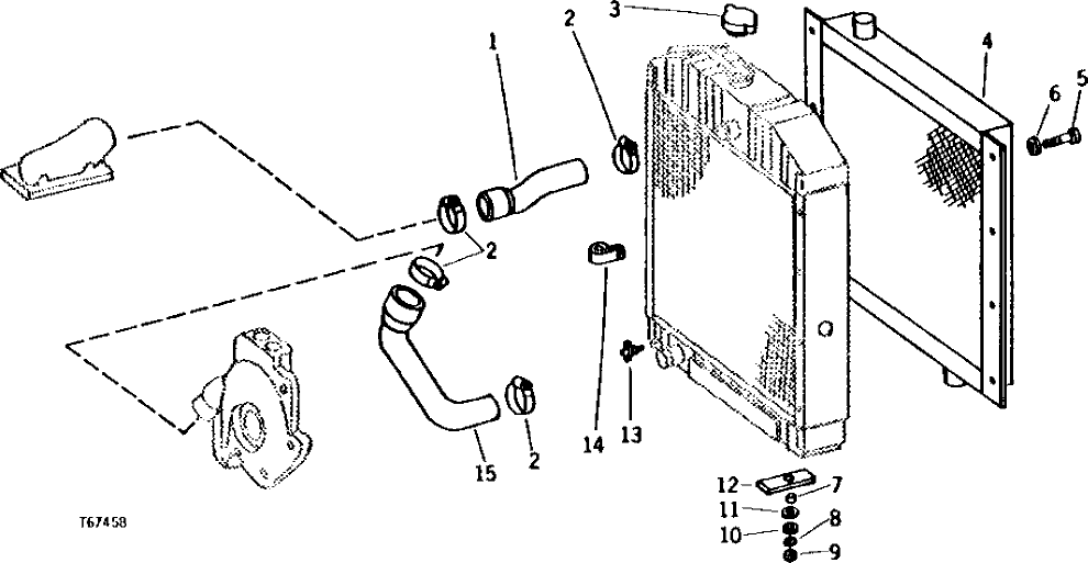 Схема запчастей John Deere 90 - 1 - RADIATOR CAP, HOSES AND OIL COOLER 25 - COOLING SYSTEM