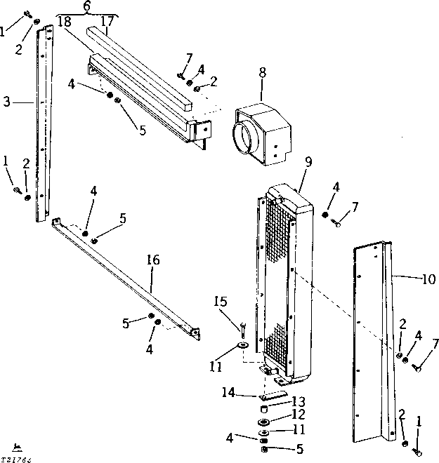 Схема запчастей John Deere 90 - 2 - RADIATOR BAFFLES, AIR DUCT AND OIL COOLER 25 - COOLING SYSTEM