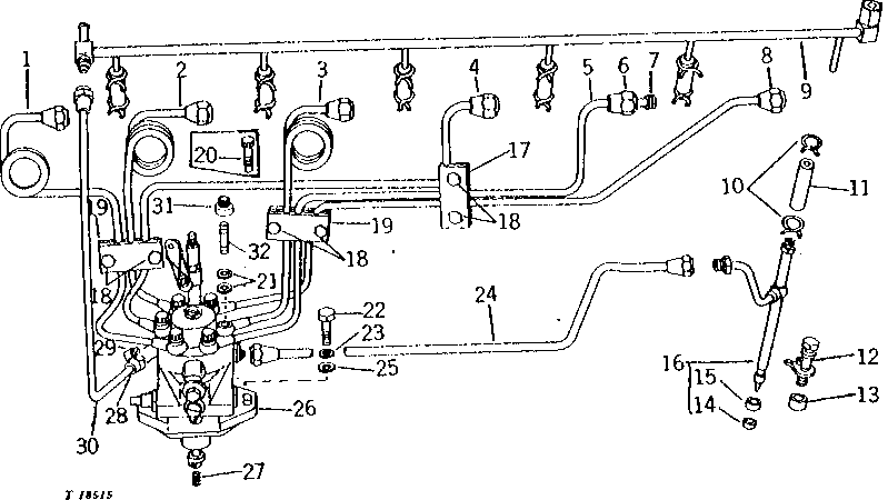 Схема запчастей John Deere 90 - 11 - FUEL INJECTION PUMP, PIPES AND NOZZLES 30 - FUEL SYSTEM