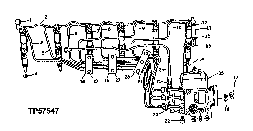 Схема запчастей John Deere 90 - 13 - FUEL INJECTION PUMP, PIPES AND NOZZLES 30 - FUEL SYSTEM
