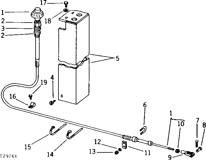 Схема запчастей John Deere 90 - 19 - FLOW CONTROL CABLE AND CONTROL PANEL 60 - HYDRAULIC SYSTEM